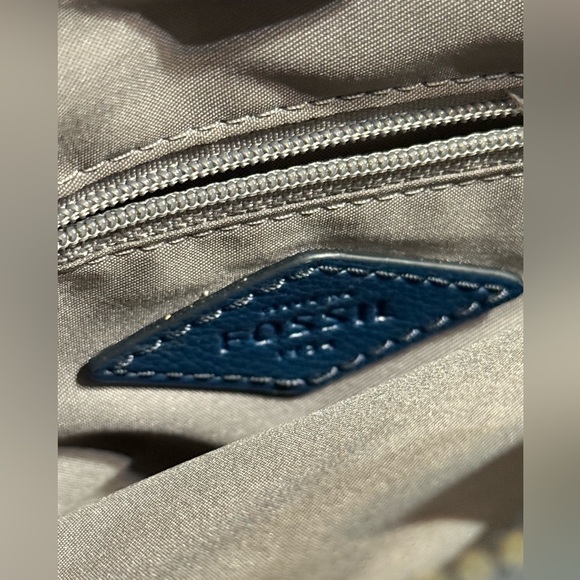 Fossil Lana Medium Satchel Crossbody Blue Leather Bag - Picture 10 of 13